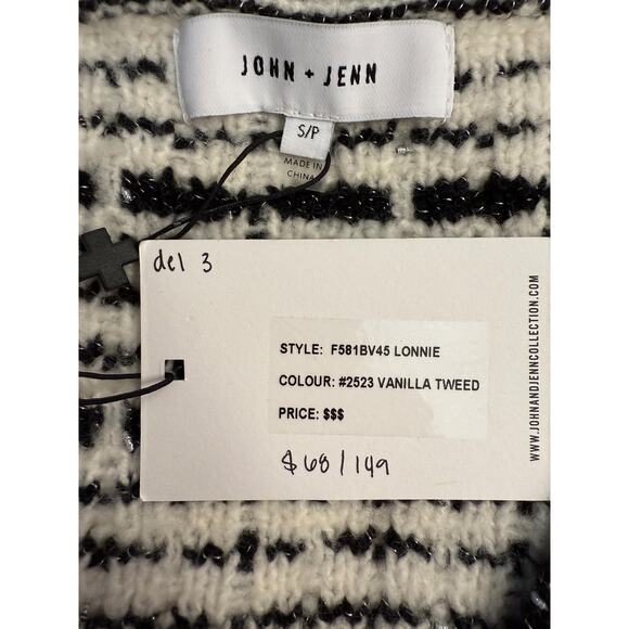 John + Jenn Sweater Women's Small Vanilla Tweed Lonnie V Neck Cardigan - Picture 3 of 8